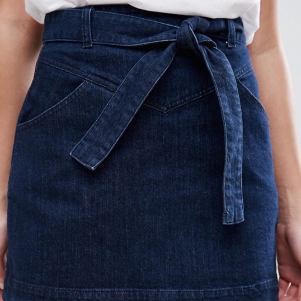 Native Youth Tie Waist Denim Mini Skirt - Picture 2 of 3